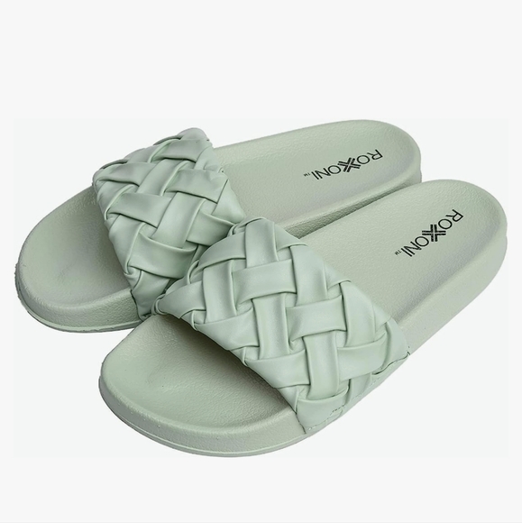 Roxoni Sage Green Braided Slides Women's Flats Sandals Shoes NWT Size 7 - Picture 4 of 4